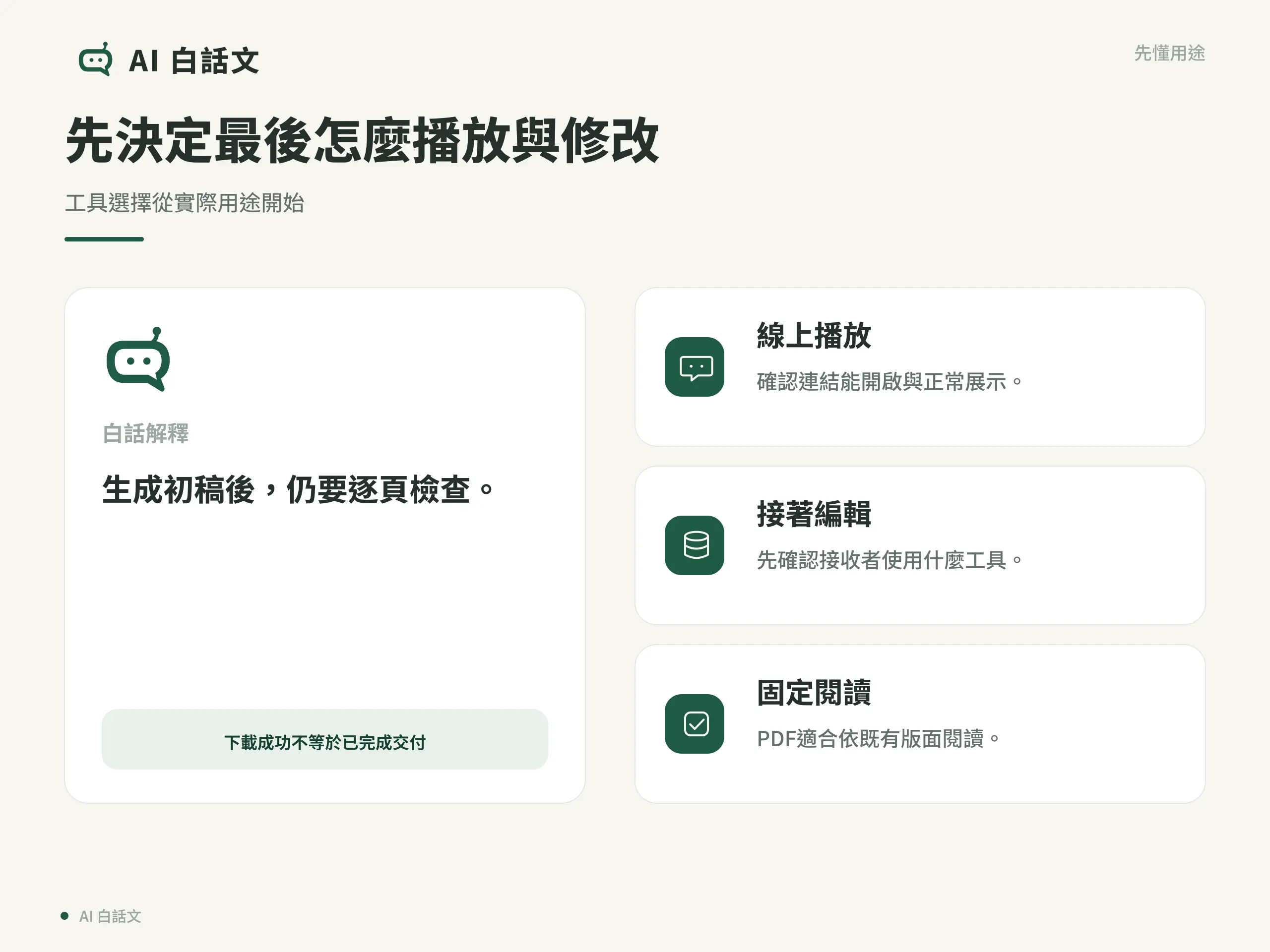 先決定最後怎麼播放與修改：工具選擇從實際用途開始