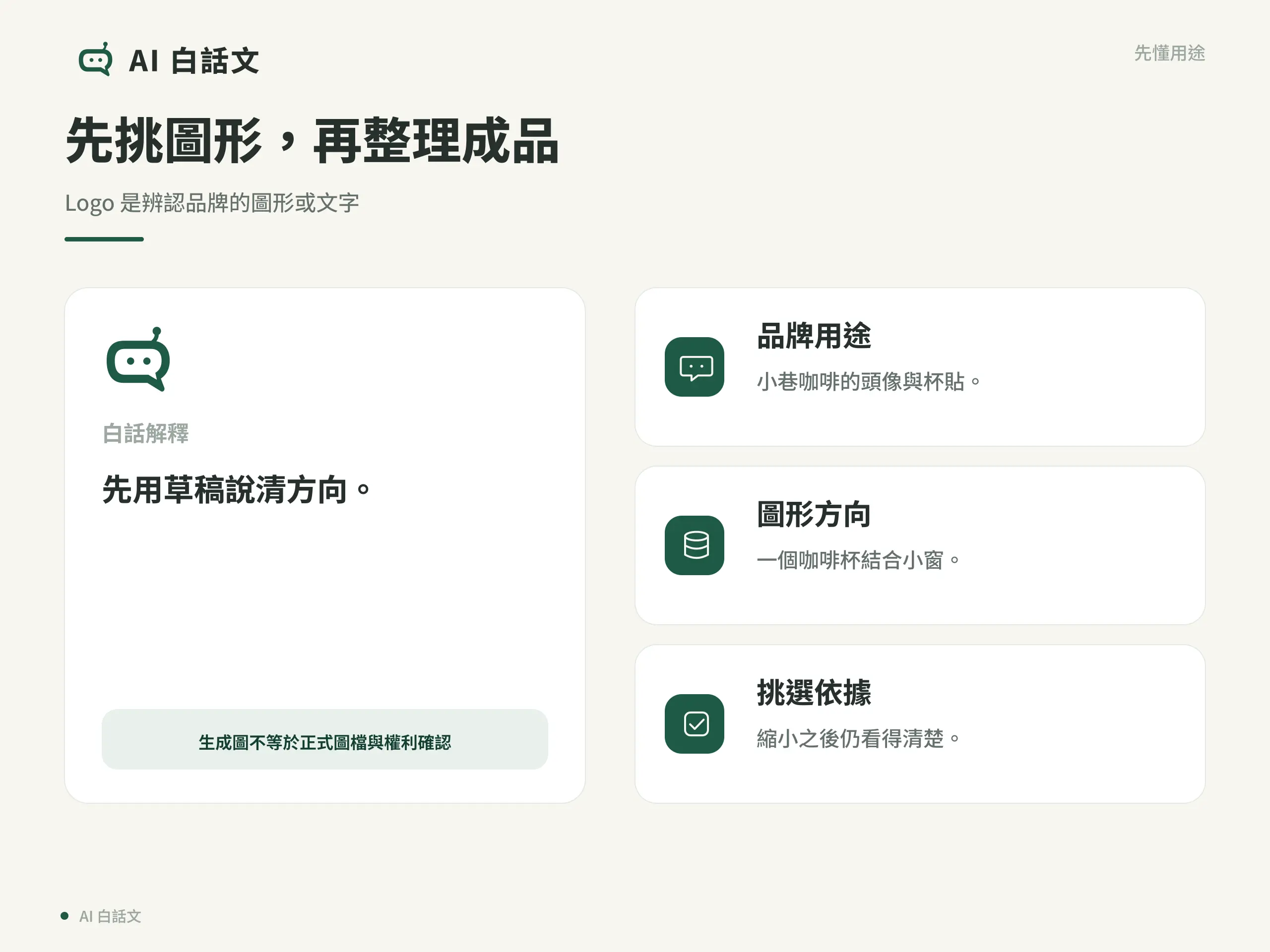 先挑圖形，再整理成品：Logo 是辨認品牌的圖形或文字