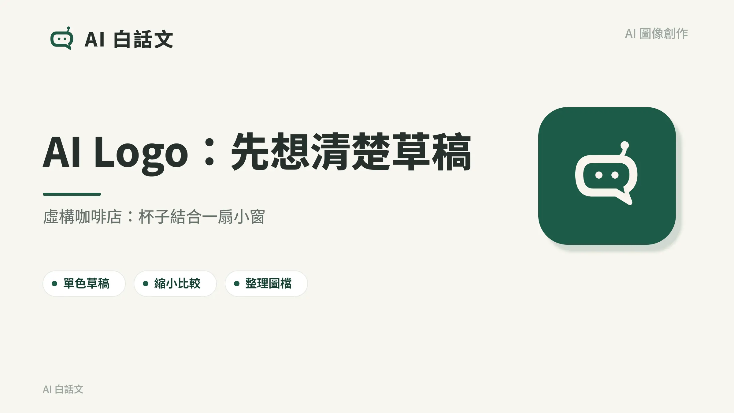 AI Logo：先想清楚草稿：虛構咖啡店：杯子結合一扇小窗