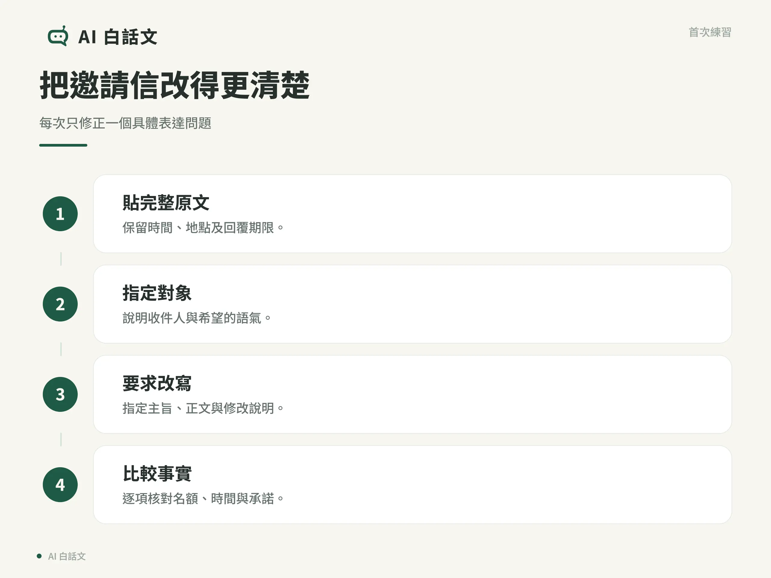 貼完整原文、指定讀者、要求改寫、比較事實的四個步驟